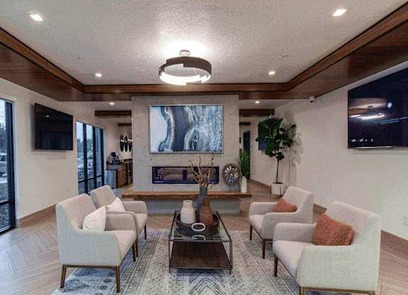 clubhouse with fireplace at The Flats at Riverwoods, Utah, 84604