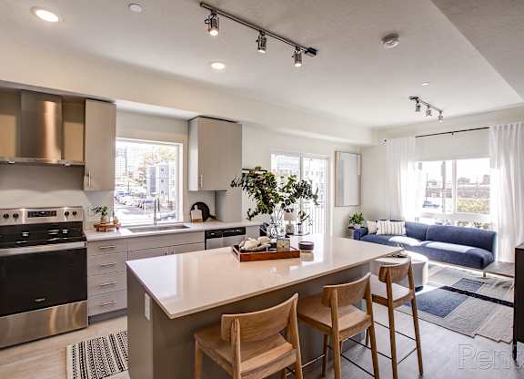 kitchen island at Paperbox Lofts, Salt Lake City, UT, 84101