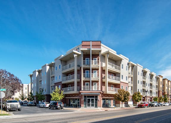 an apartment building on the corner of a city streetat The View on 20th, Ogden, UT