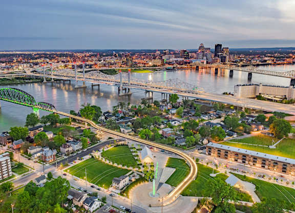 Cityscape with a river at AVIA North Shore Apartments, Jeffersonville, 47130