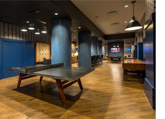 a ping pong table in a sports bar  at Shearwood Station, New York, 10801