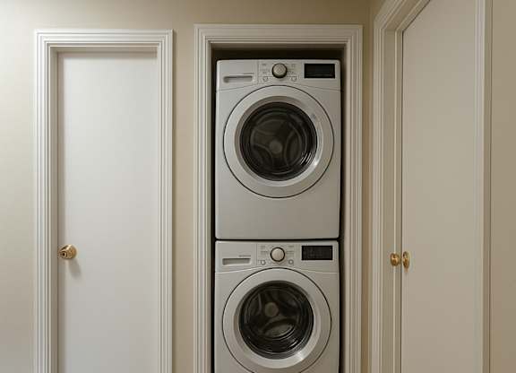 A white door is on the left and a white door is on the right of a wall.