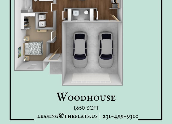 a 3d floor plan of a bedroom apartment