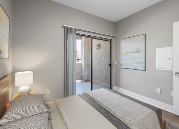 Cyan at Green Valley Apartments Model Bedroom with Private Balcony