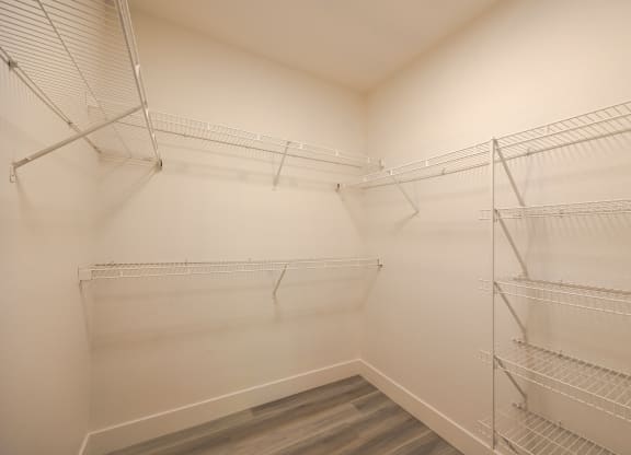 a spacious walk in closet at the whispering winds apartments in pearland, tx