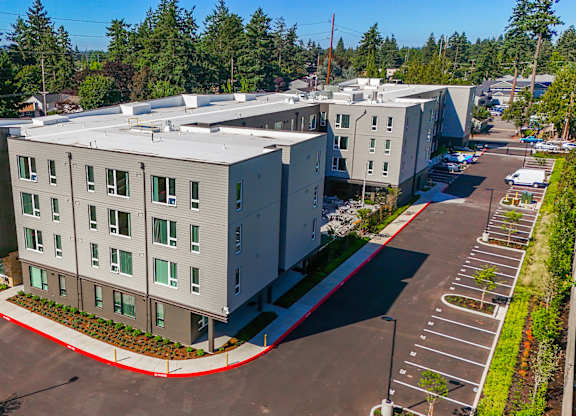 Large building with parking lot at Terracina Vista, Oregon, 97233-4299