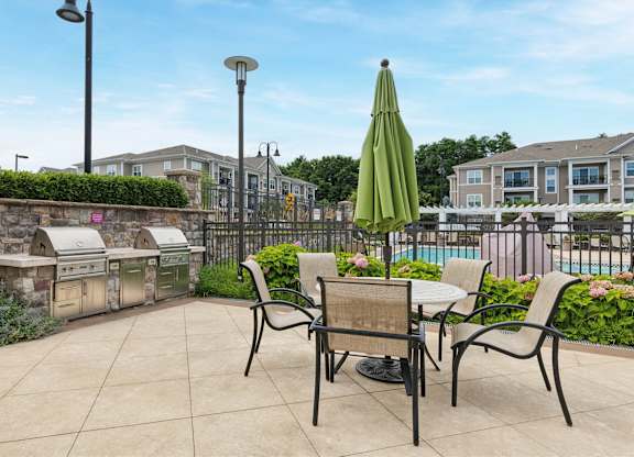 Barbecue area with seating at Palmer View, Palmer Township, 18045