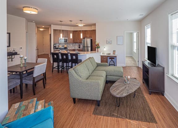 Living Room With Kitchen at Heritage Court, Ewing, NJ