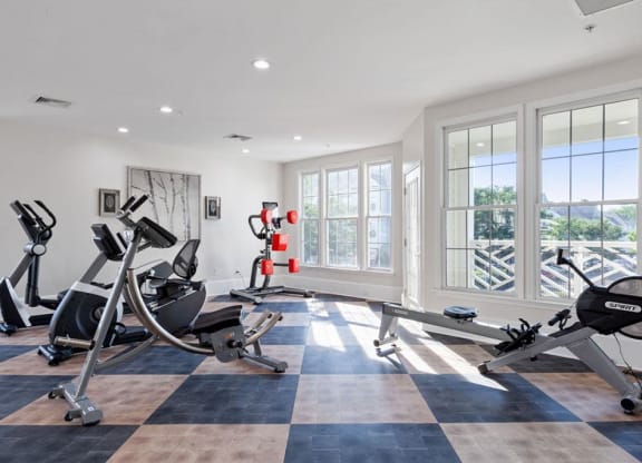 a home gym with a view  at Harper's Crossing, Langhorne, PA, 19047