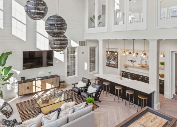 a view of the living room and kitchen from the loft  at Harper's Crossing, Langhorne, PA