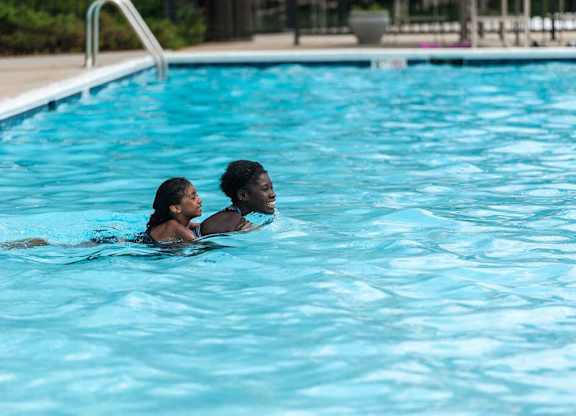 Splash around in the resort-style pool at Coppermine Run.