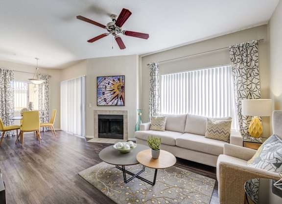 Tresa at Arrowhead Apartments Model Living Room with Fireplace