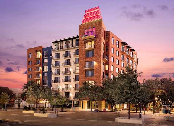 Front of a building with a porch at The '68, San Antonio, 78205