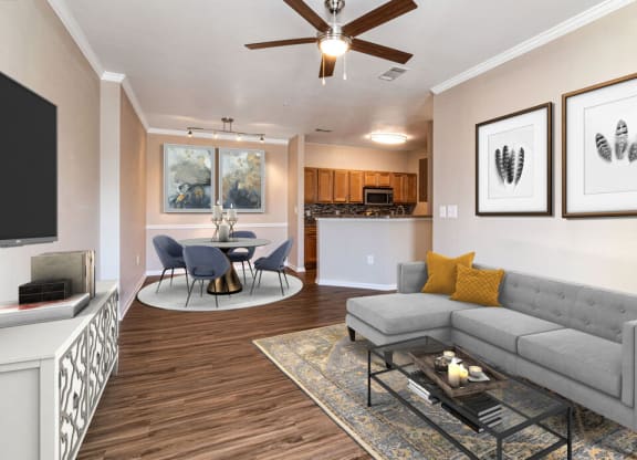 Living Room With Dining Area at Tradition at Stonewater, Cary, NC