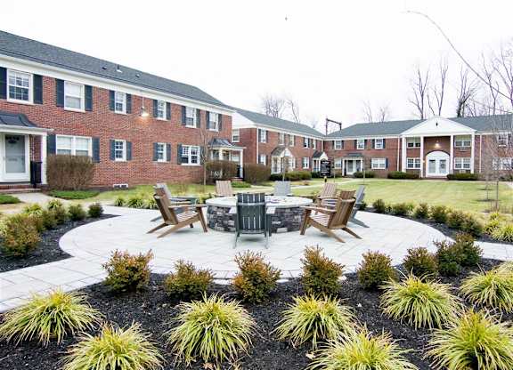 Outdoor fire pit with social seating at Alister Morristown, Morristown, 07960