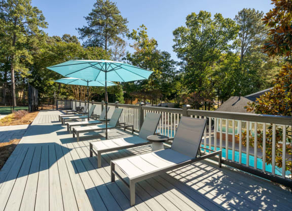 Lounge chairs at Elme Cumberland Apartments, Smyrna, GA, 30080