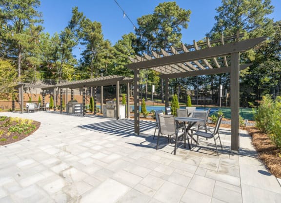 Patio at Elme Cumberland Apartments, Georgia, 30080