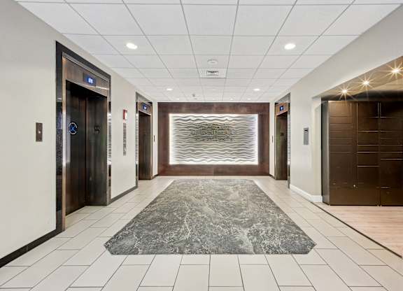 A hallway at Cascade at Landmark, Virginia.