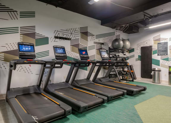 Fitness center with treadmills at Cascade at Landmark, Virginia