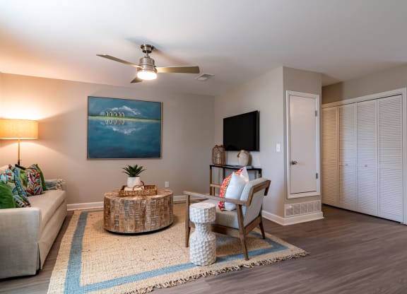 Living Room at Elme Sandy Springs Apartments, Atlanta, GA