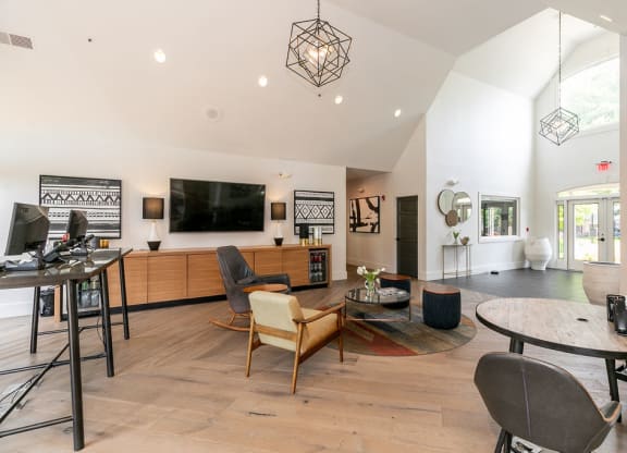 Clubroom area at Elme Marietta Apartments, Marietta, GA, 30067