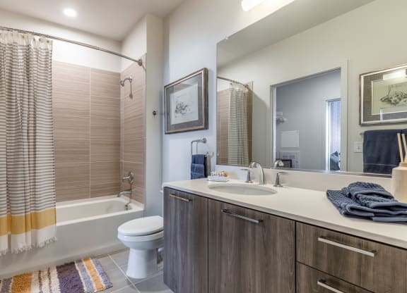 Bathroom area at Trove Apartments, Virginia