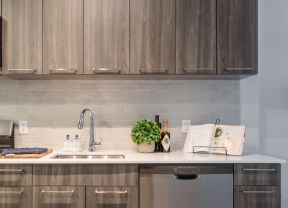 Kitchen cabinets at Trove Apartments, Arlington
