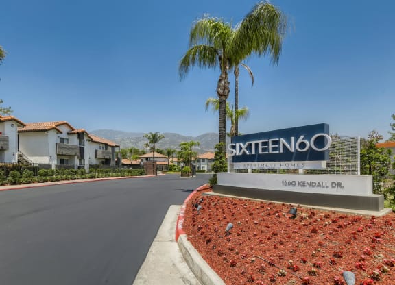 Monument sign at Sixteen60 Apartment Homes, California