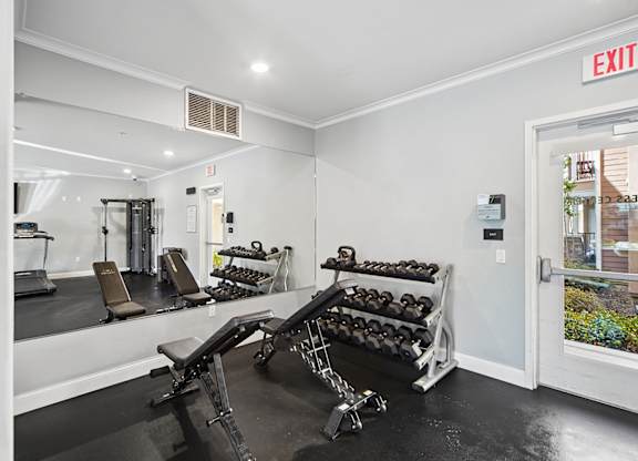 Fitness center at turtle creek with plenty of machines and weights