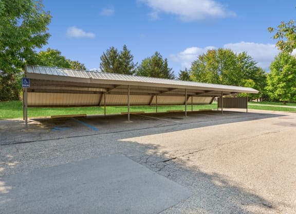 Covered parking area at Mason Street Townhomes, Grand Rapids, Michigan