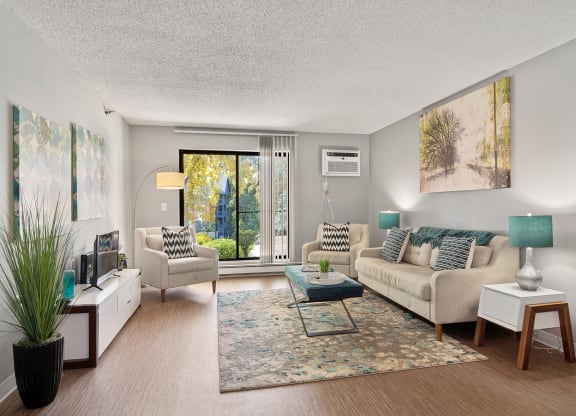 Living room with couches and a table