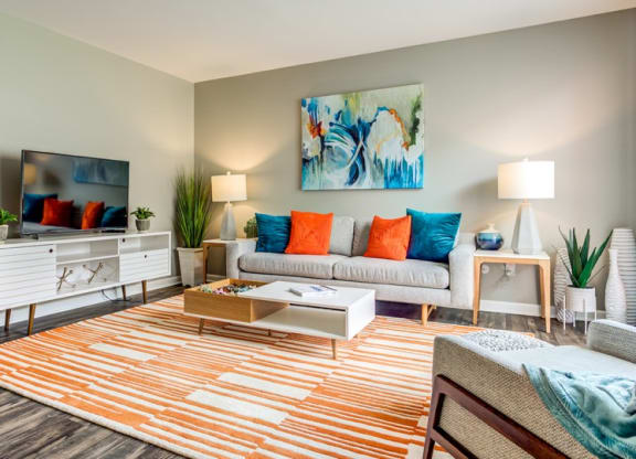 Living room at The View Apartments St Charles, St Charles, Illinois