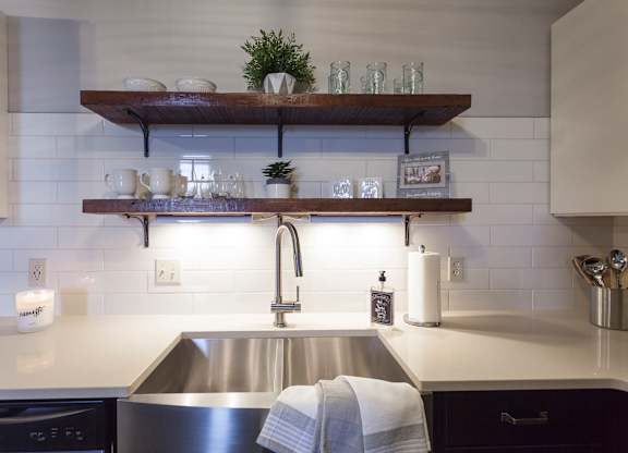 Modern Kitchen with Sink at FreightYard Townhomes and Flats, Minnesota