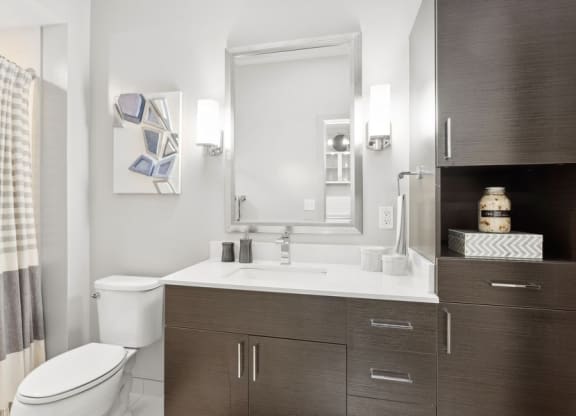 a bathroom with a sink and a toilet and a mirror