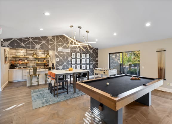 club room at ascent at Farmington hills with billards table. at Ascent at Farmington Hills, Farmington Hills, Michigan