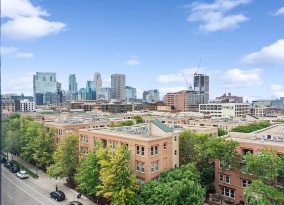 a view of the minneapolis skyline at Gaar Scott Historic Lofts, Minneapolis, Minnesota