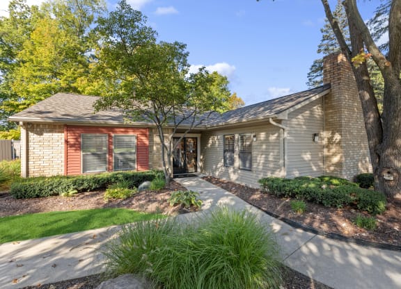 building exterior with walkway at Ascent at Farmington Hills, Farmington Hills, Michigan