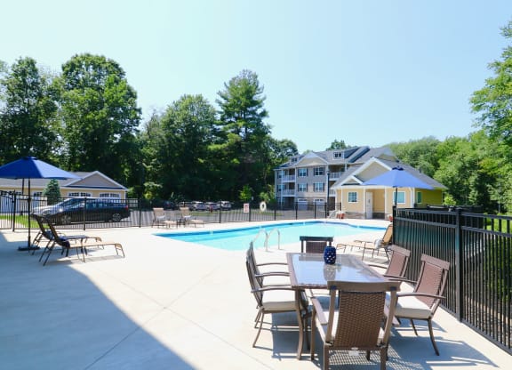 Exterior view of outdoor seating and pool at Mallory Ridge, Bloomfield, 06002