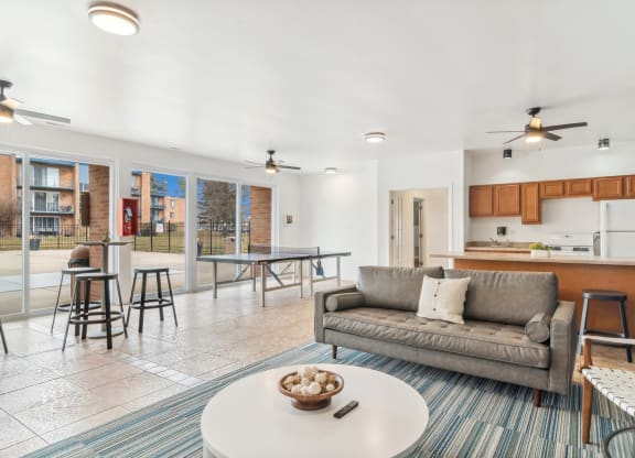 Furnished living room at The Reserve on Washington, Illinois, 60565