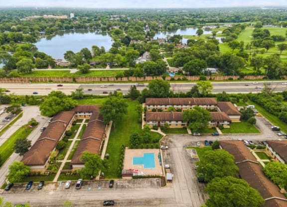 Aerial View at The Clarendon Apartment Homes, Clarendon
