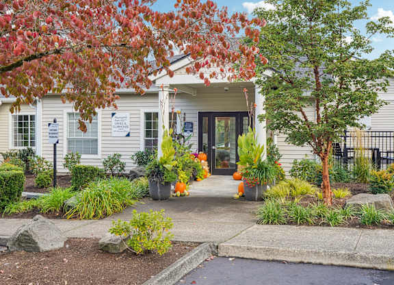 Front entrance to an apartment building