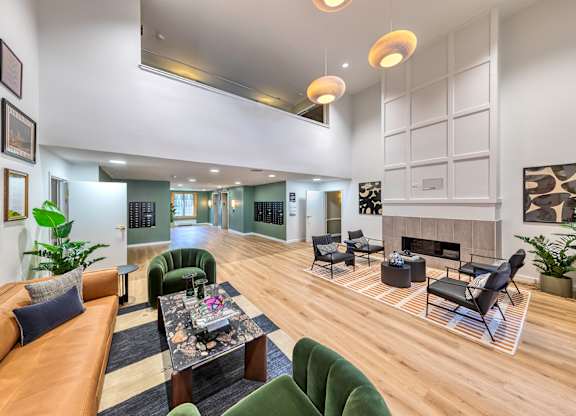 Lobby interior with plenty of seating at Oak Park City, Oak Park, IL