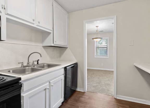 a kitchen with stainless steel sink at Alcovy Terrace, Covington, 30014