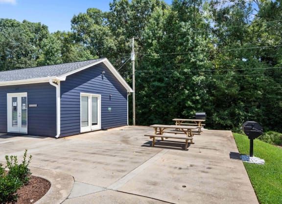 our apartments have a large patio with a grill and picnic table at Alcovy Terrace, Covington, GA, 30014
