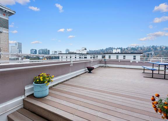 Rooftop deck with views