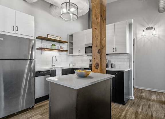 Modern Kitchen with cabinets at FreightYard Townhomes and Flats, Minneapolis