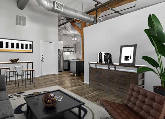 Bright Living Room at FreightYard Townhomes and Flats, Minneapolis, MN, 55401