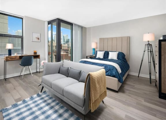 Living room at West77, Chicago, IL, 60654