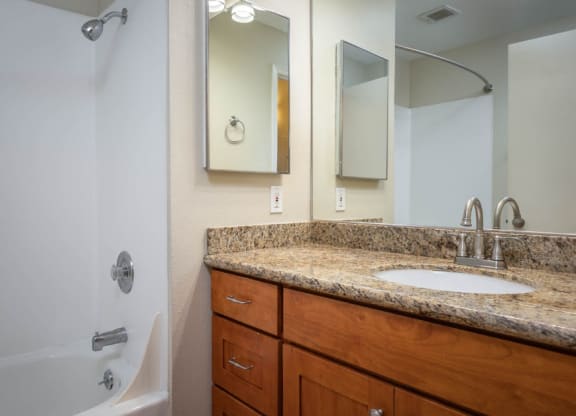 bathroom interior at Maurice Dear Apartments, Portland, OR