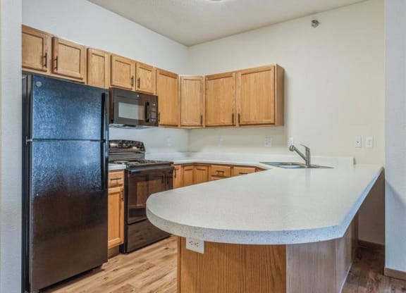 Wooden cabinets at Zen Chaska, Chaska, MN, 55318